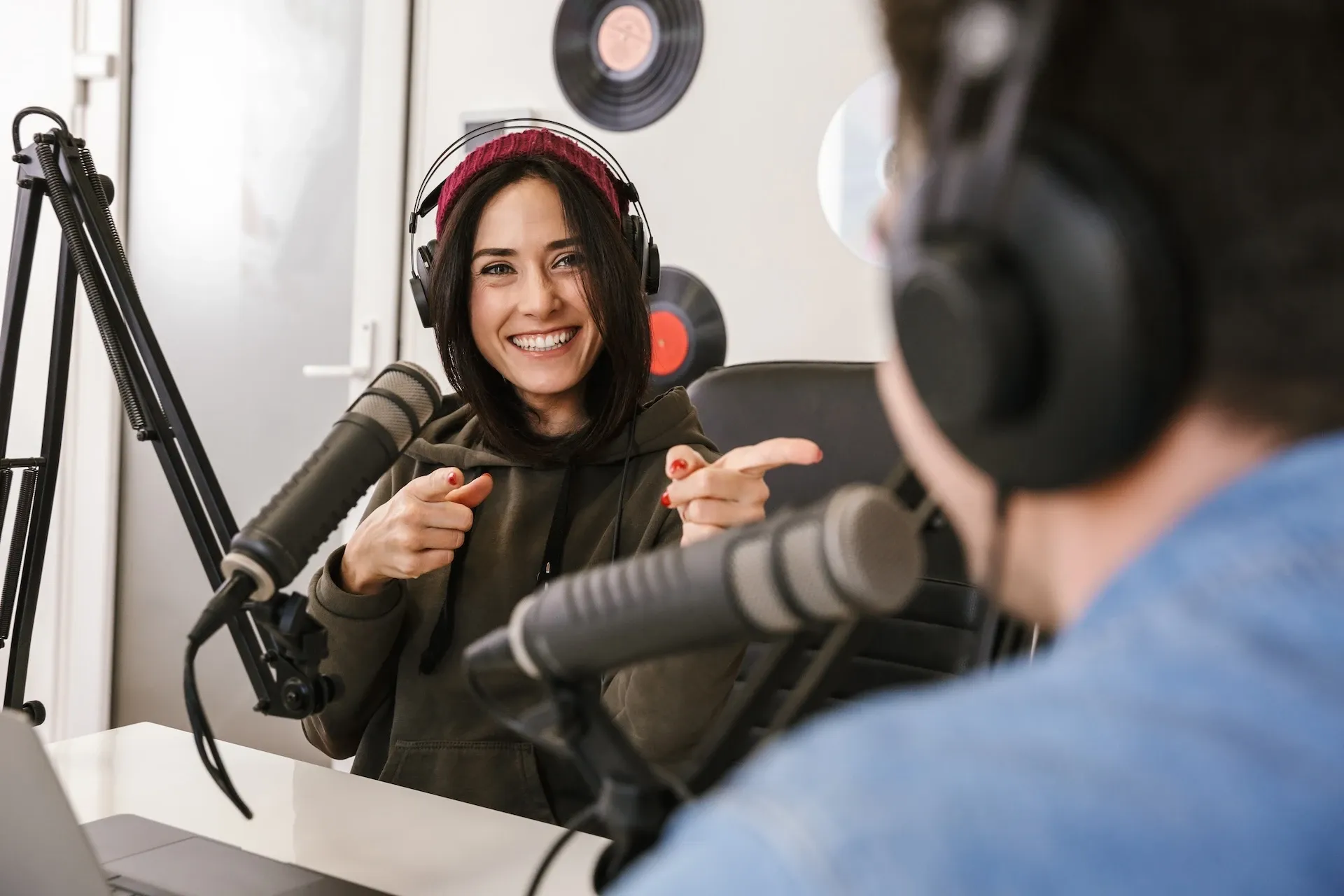 Recording a podcast interview