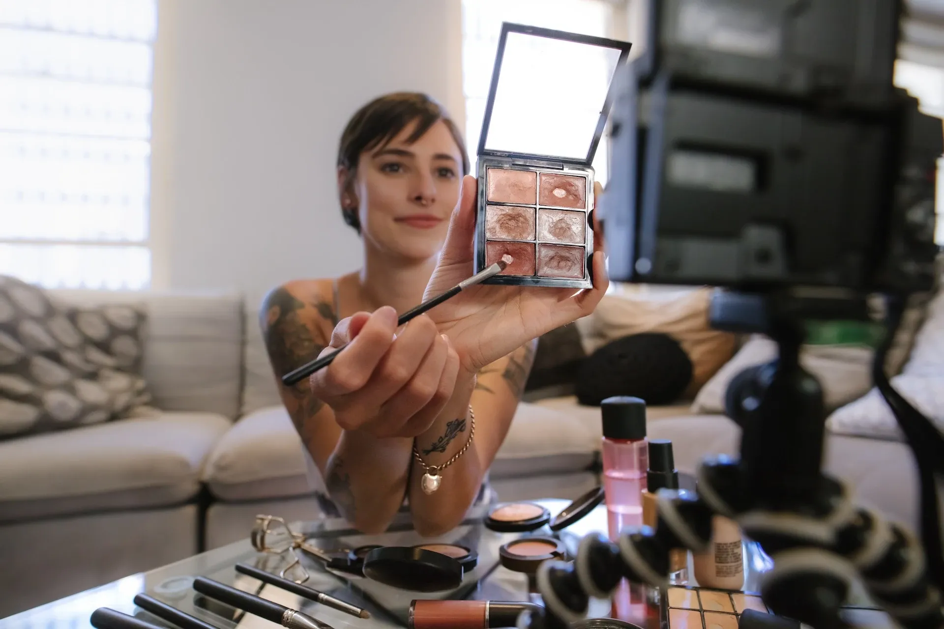 Shooting a makeup tutorial for YouTube Live